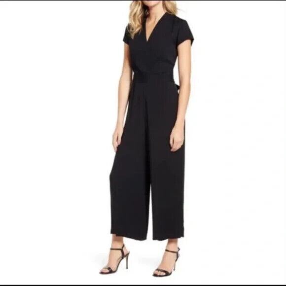 Chelsea 28 Jumpsuit Womens M Cap Sleeves Belted Wide Leg Pants Minimalist NWT - Picture 1 of 10